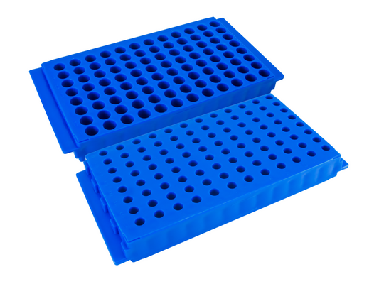 Caplugs® Evergreen 240-6388-B30 — Microcentrifuge Tube Racks, 96-Well, Non-Sterile, PP, Blue, 5/Pack