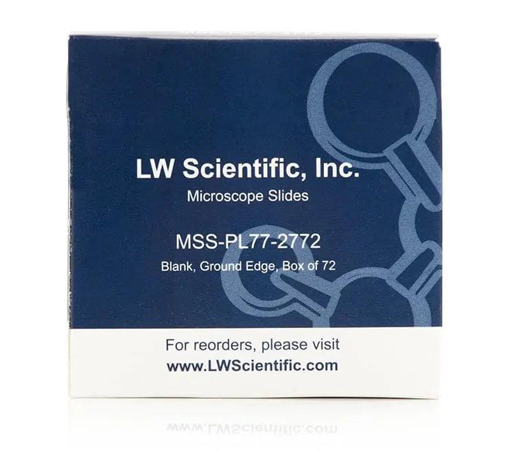 LW Scientific plain microscope slides, blank, ground edge, box of 72 (MSS-PL77-2772)