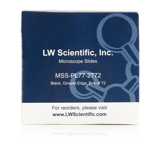 LW Scientific plain microscope slides, blank, ground edge, box of 72 (MSS-PL77-2772)