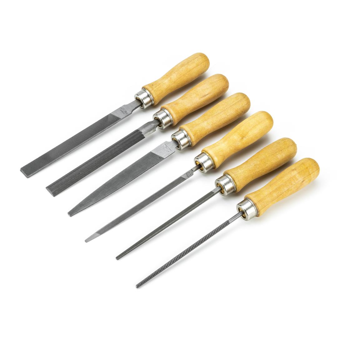 Crescent 6 Piece 4" Assorted American Pattern File Set with Wooden Handles 22062NNN
