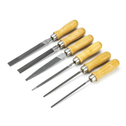 Crescent 6 Piece 4" Assorted American Pattern File Set with Wooden Handles 22062NNN