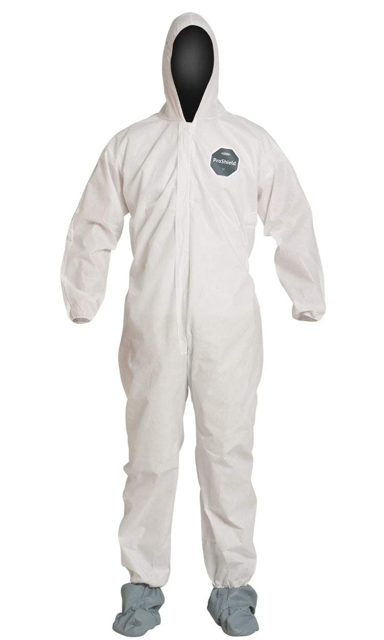DuPont™ ProShield® 10 PB122S-WH Hooded Coverall with Attached Boots — Case of 25