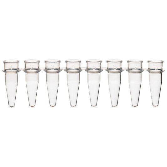 0.2 mL PCR 8-Strip Tubes, No Caps, Natural Polypropylene — 8-Strip & 12-Strip Formats, 120/Pack | Globe Scientific