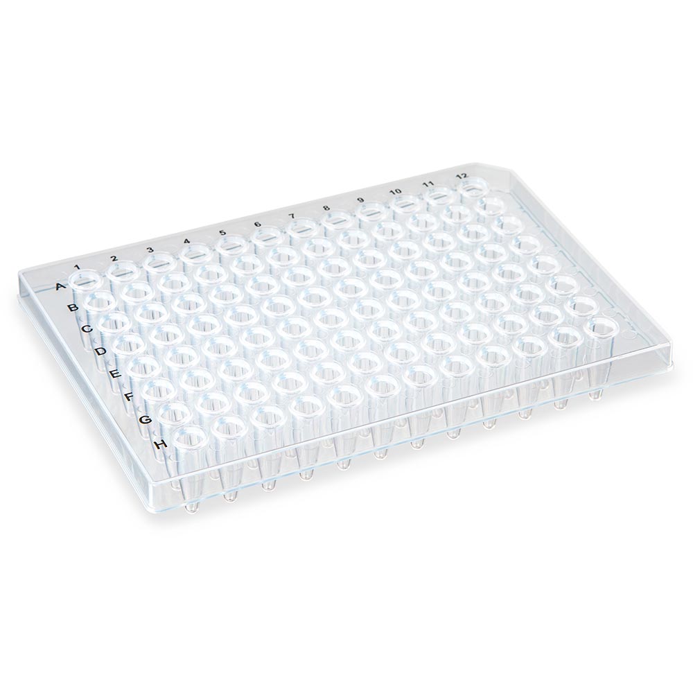 96-Well PCR Plates, Half-Skirt, Clear Polypropylene — 0.1 & 0.2 mL, 50/Case | Globe Scientific