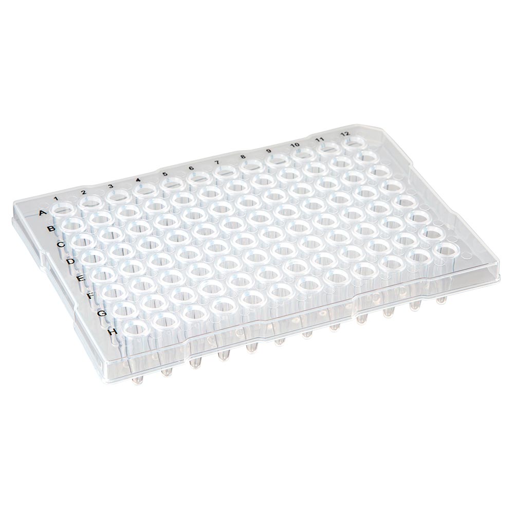 96-Well PCR Plates, Half-Skirt (ABI-Style), Clear Polypropylene — 0.1 & 0.2 mL, 50/Case | Globe Scientific