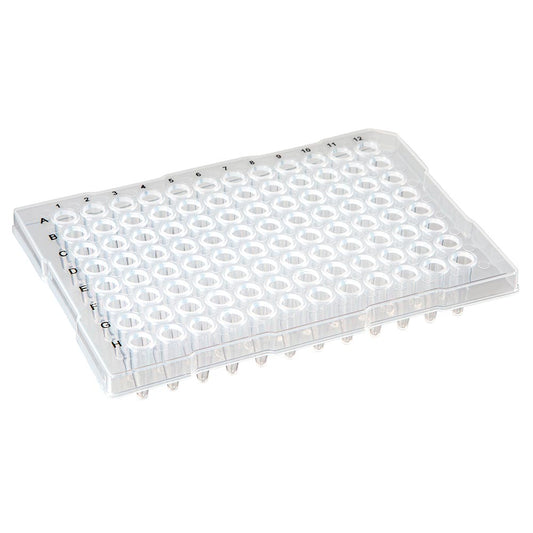 96-Well PCR Plates, Half-Skirt (ABI-Style), Clear Polypropylene — 0.1 & 0.2 mL, 50/Case | Globe Scientific