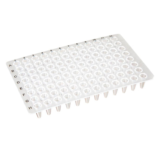 0.1 mL 96-Well PCR Plates, Low-Profile No-Skirt, Clear PP — 50/Case | Globe Scientific