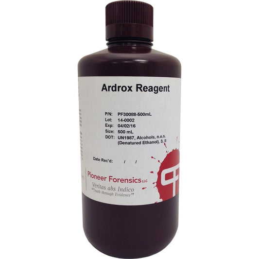 Pioneer Forensics Ardrox Forensic Reagent 500mL — fluorescent dye for latent fingerprint visualization after cyanoacrylate fuming