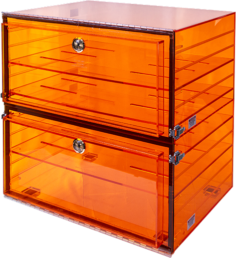 Yamato PLA862CGANS Amber Acrylic Desiccators 18" X 18" X 18" High, Two (2) Cubicles
