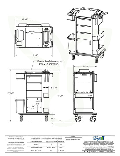 TrippNT 51536 Phlebotomy Pro Cart Hospital Corridor In Use Phlebotomist