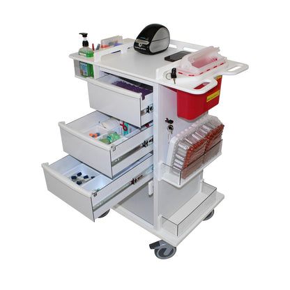 TrippNT 53292 Phlebotomy Pro Mini Cart Top View Tool Staging Gloves Sharps Sanitizer