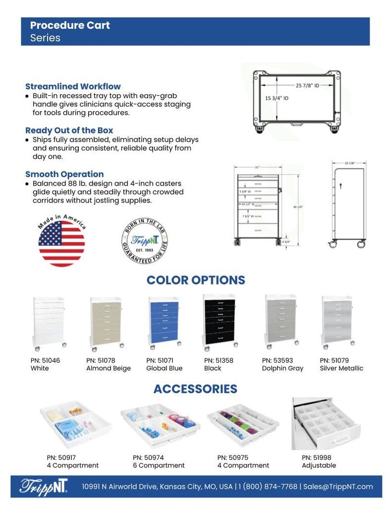 TrippNT 51071 — angled view showing Global Blue drawer fronts and recessed tray top