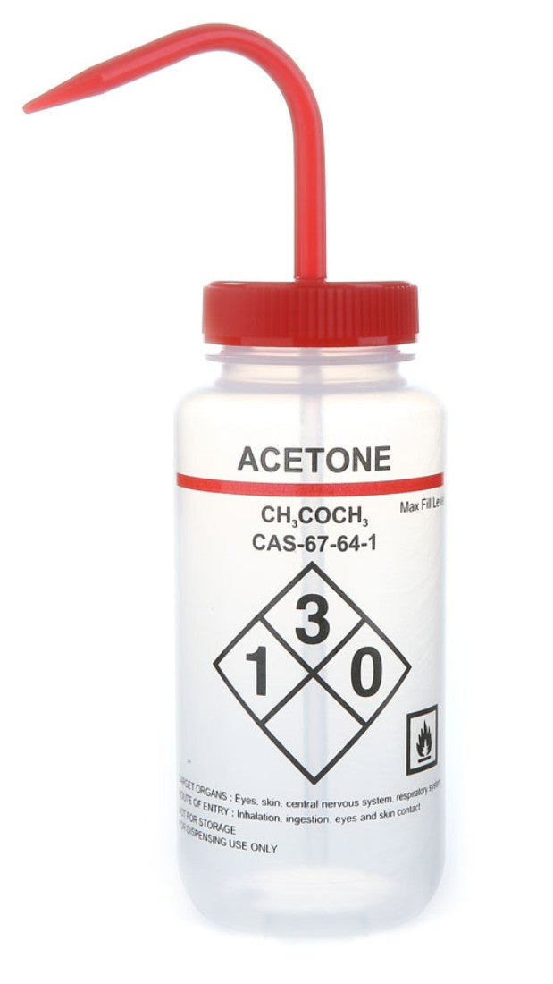 Heathrow Scientific Safety Labeled Wash Bottles - 120250 Series | 500mL Self-Venting — view 3