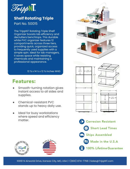 TrippNT 50015 Rotating Triple Shelf Organizer - Lifestyle Lab Shot