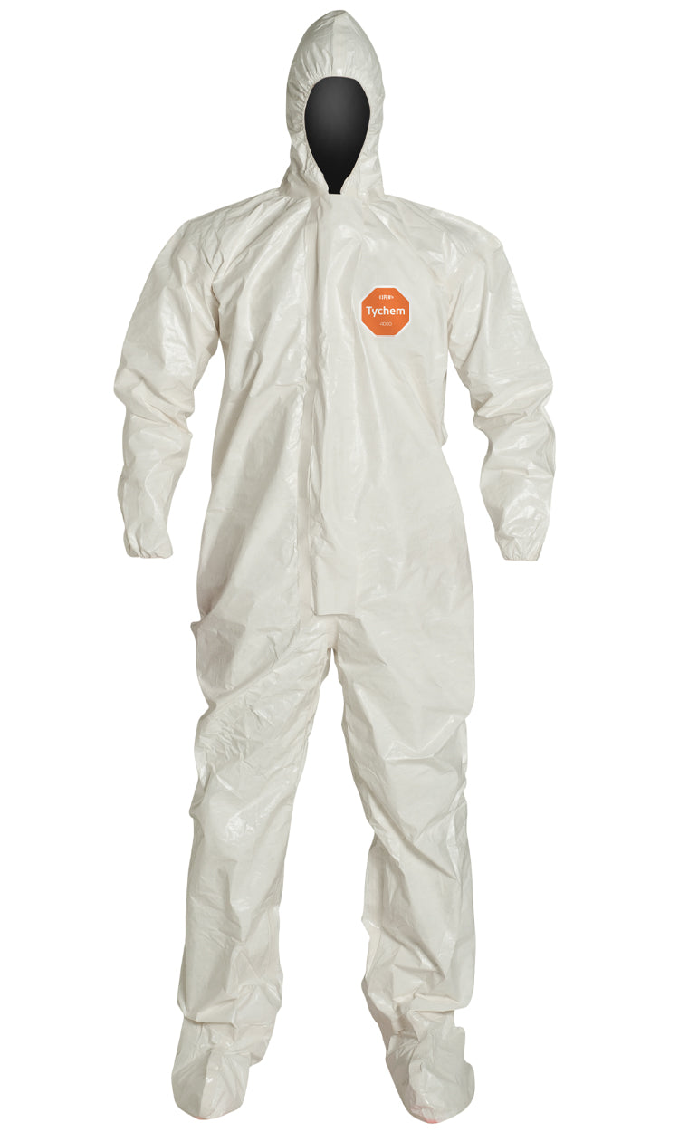 DuPont™ Tychem® 4000 SL122T-WH Hooded Coverall with Attached Socks — Case of 6