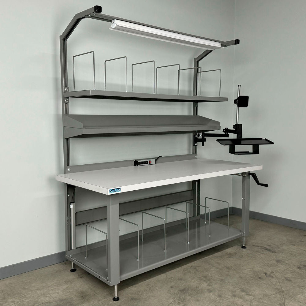 Stackbin Packing Workbench #3, 1-3/4" ESD Laminate Top, 60"W x 30"D, Gray