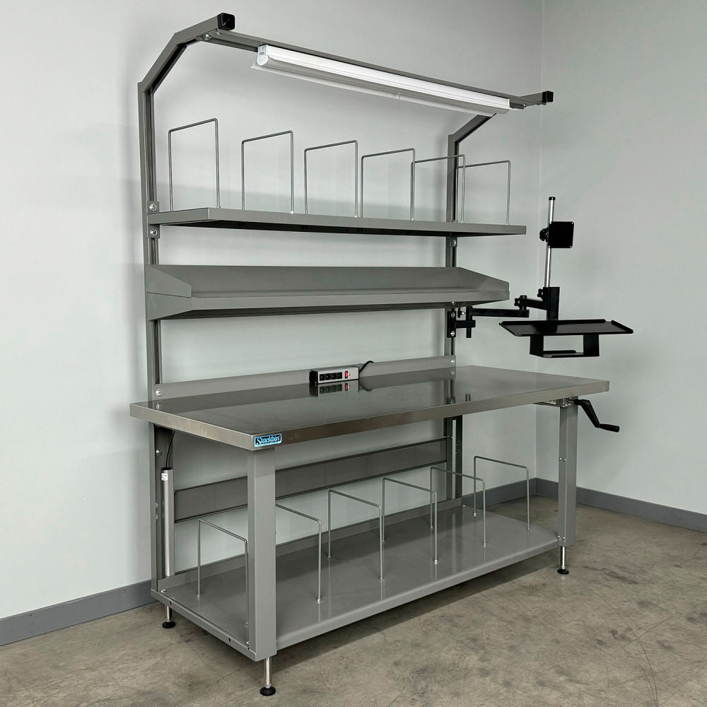 Stackbin Packing Workbench #3, Stainless Skin Top, 60"W x 30"D, Gray