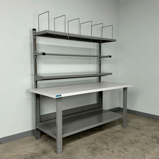Stackbin Packing Workbench #8, 1-3/4" ESD Laminate Top, 60"W x 30"D, Gray
