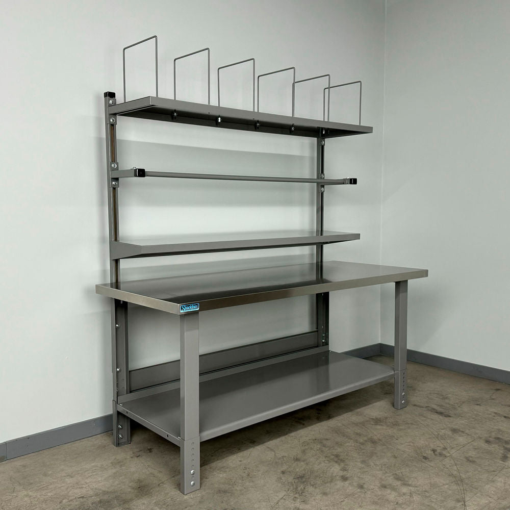 Stackbin Packing Workbench #8, Stainless Skin Top, 60"W x 30"D, Gray