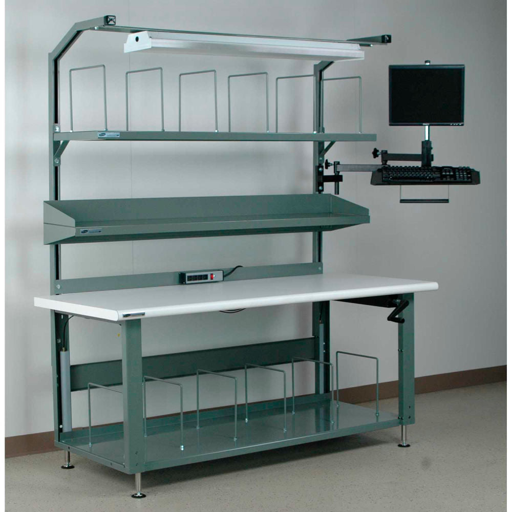 Stackbin No. 3 Hydraulic Adjustable Height Packing Workbench, Laminate Safety Edge, 72"W x 30"D,Gray