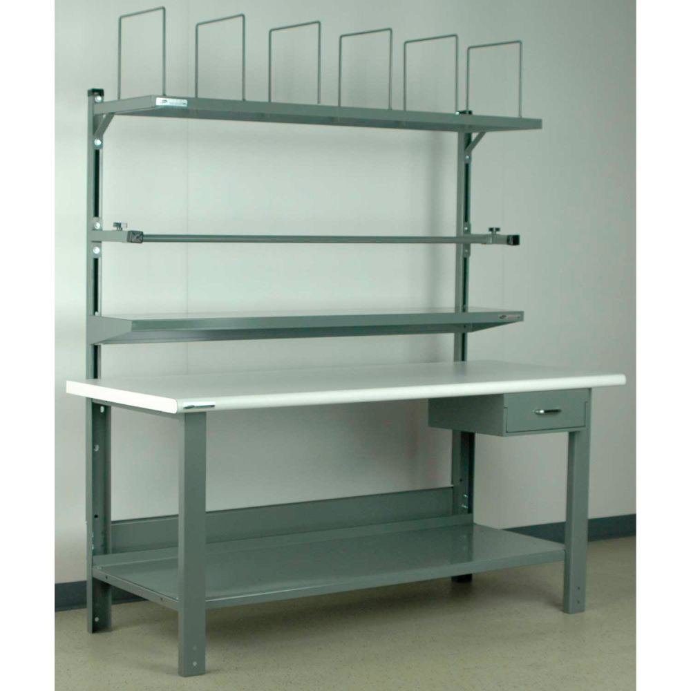 Stackbin No. 8 Adjustable Height Packing Workbench, Laminate Safety Edge, 72"W x 30"D, Gray