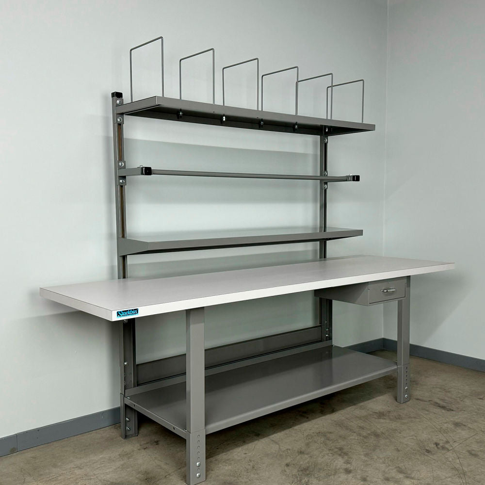 Stackbin Packing Workbench #8, 1-3/4" ESD Laminate Top, 96"W x 30"D, Gray