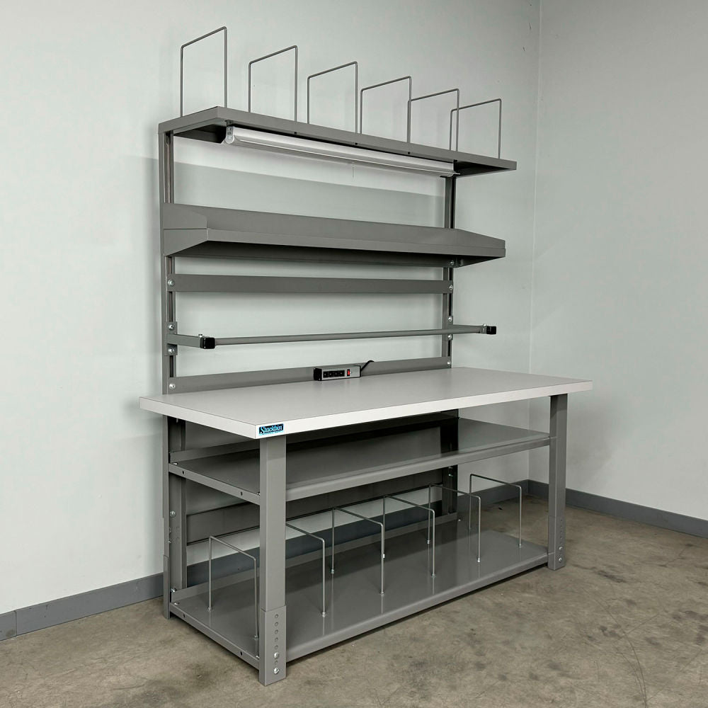 Stackbin Packing Workbench #1, 1-3/4" ESD Laminate Top, 60"W x 30"D, Gray
