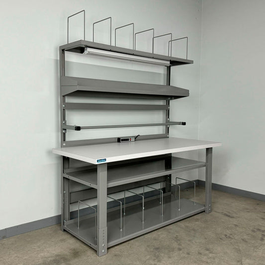 Stackbin Packing Workbench #1, 1-3/4" ESD Laminate Top, 60"W x 30"D, Gray