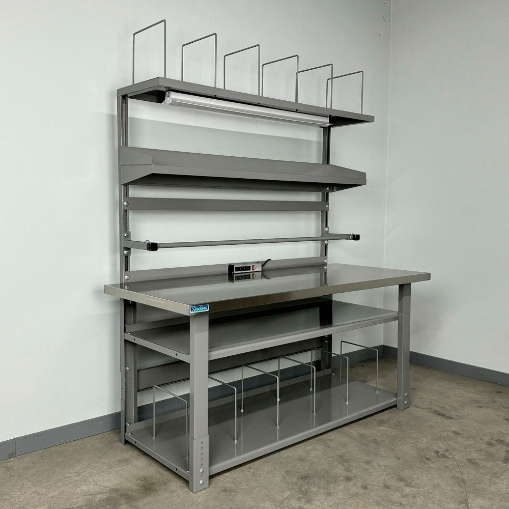 Stackbin Packing Workbench #1, Stainless Skin Top, 60"W x 30"D, Gray