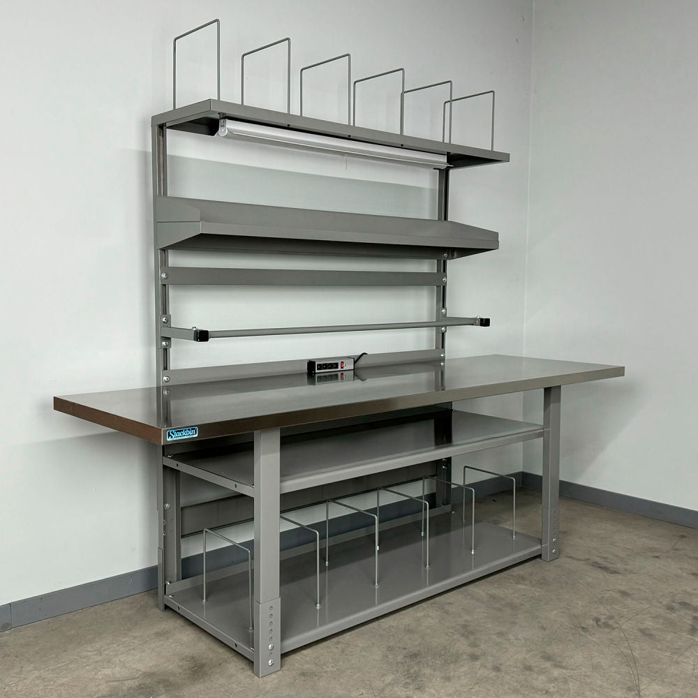 Stackbin Packing Workbench #1, Stainless Skin Top, 96"W x 30"D, Gray
