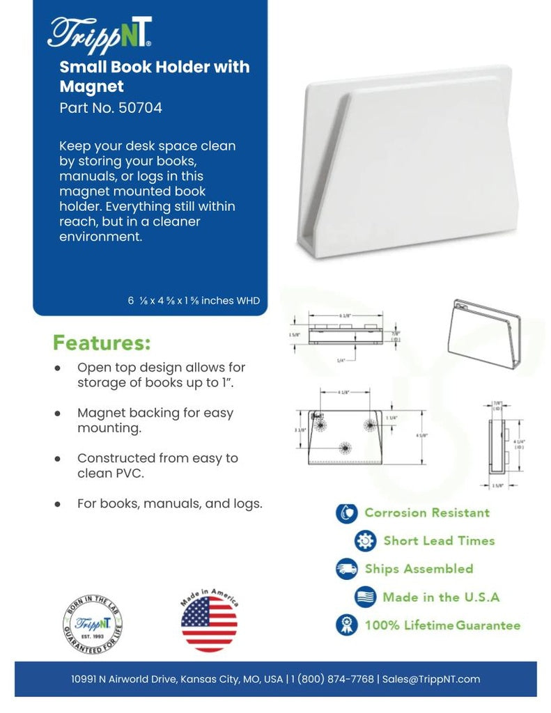 TrippNT 50704 — laboratory in-use view on BSC side panel staging SOP binder at point of use
