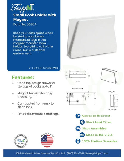TrippNT 50704 — laboratory in-use view on BSC side panel staging SOP binder at point of use