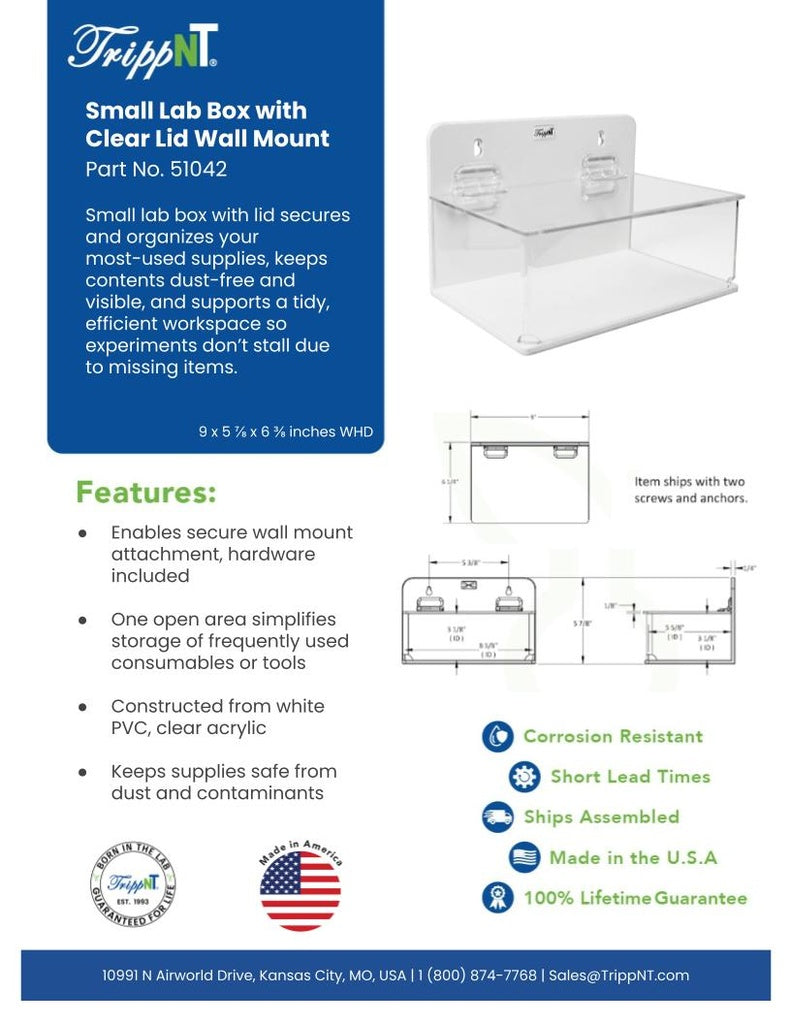 TrippNT 51042 Small Lab Box with Lid Laboratory Lifestyle Environment