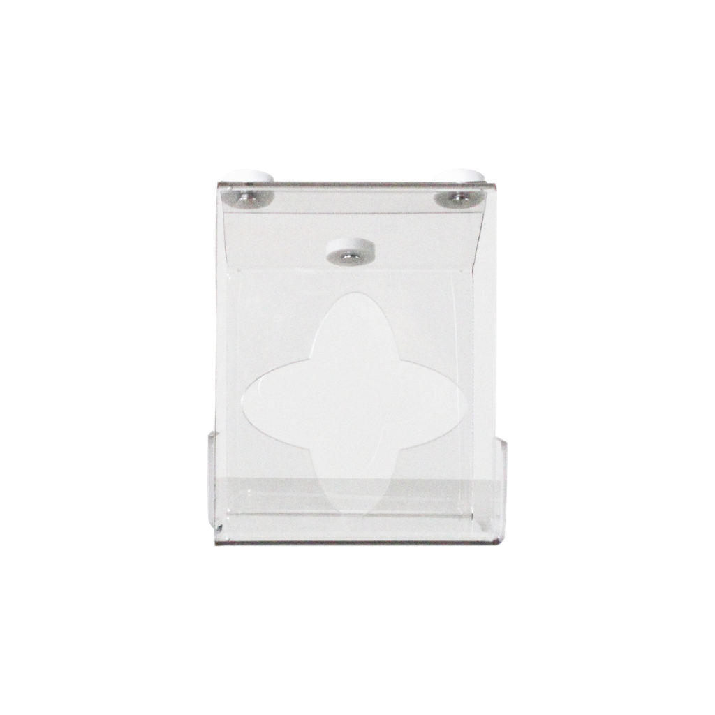 TrippNT 53999 — under-shelf in-use view, kimwipes dispensing downward from bottom of unit