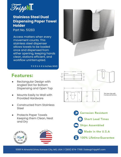 TrippNT 51283 Stainless Steel Dual Paper Towel Holder Laboratory Environment Lifestyle Shot