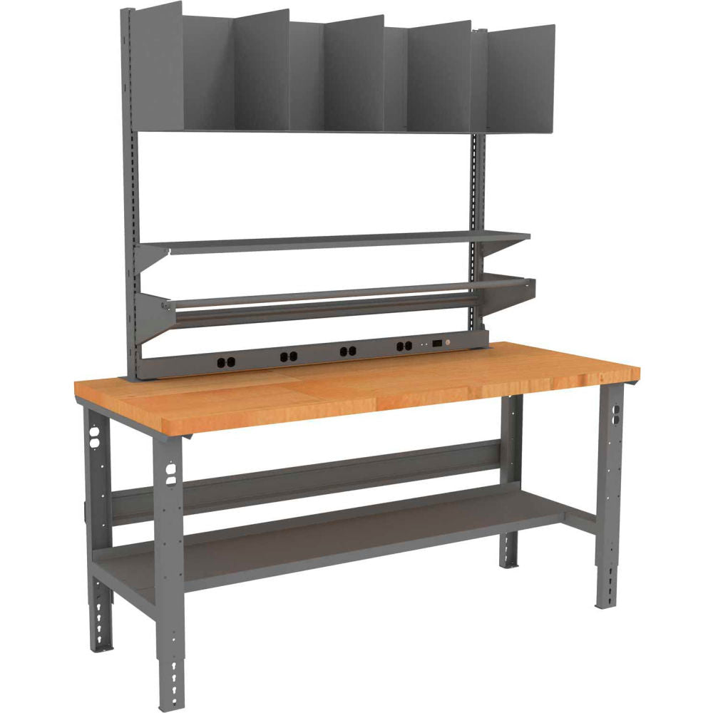 Tennsco Packing Workbench W/Power Apron, Maple Butcher Block Square Edge, 72"W x 30"D