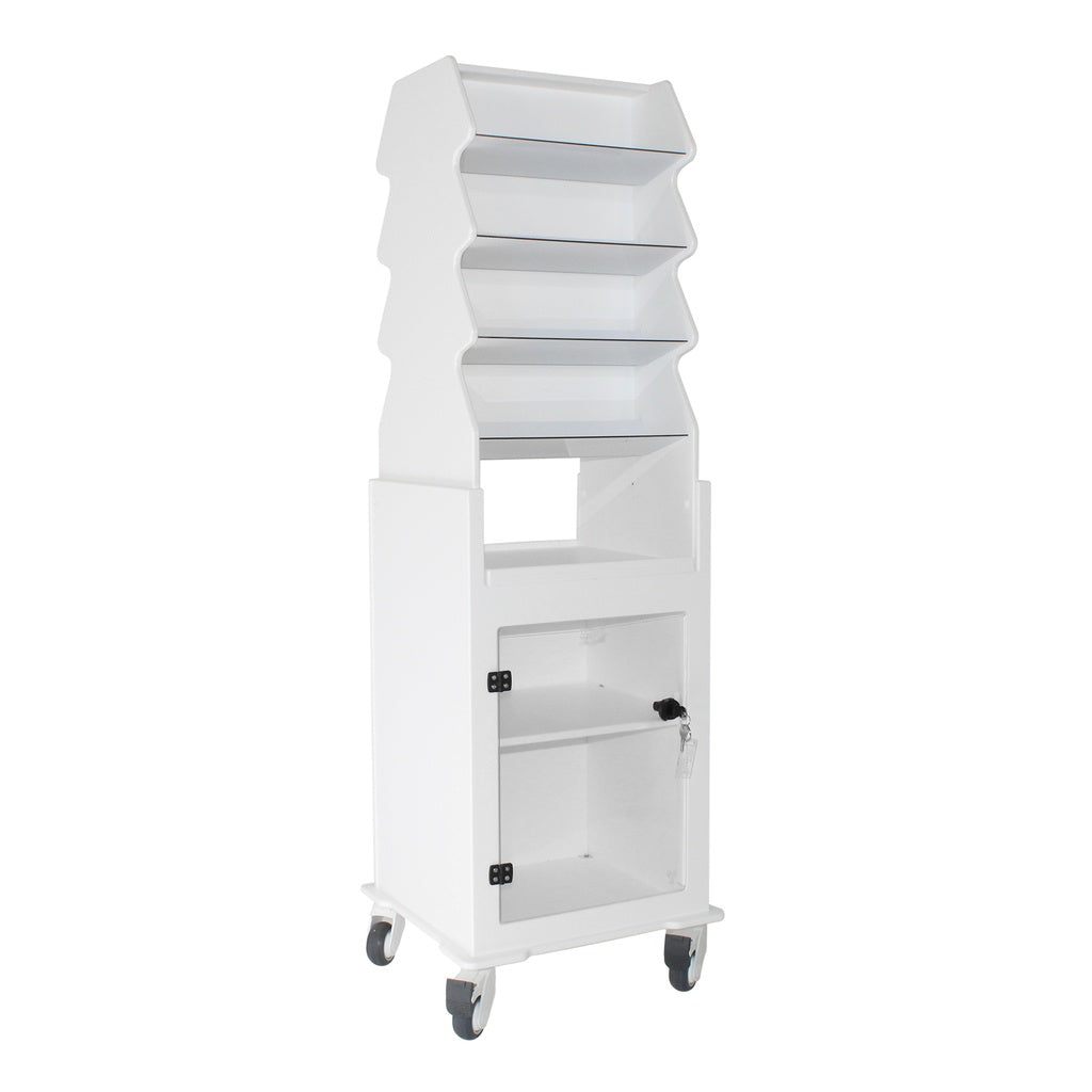 TrippNT 53972 Tall Narrow Suture Cart Angled Shelves Suture Boxes Loaded View
