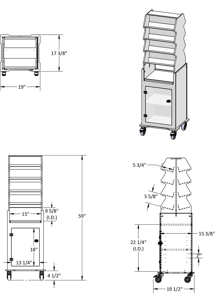 TrippNT 53972 Tall Narrow Suture Cart Label-Face Visible Angled Shelf Detail