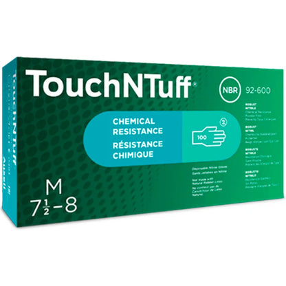 Ansell TouchNTuff 92-600 — 100-glove dispenser box, teal green, powder-free