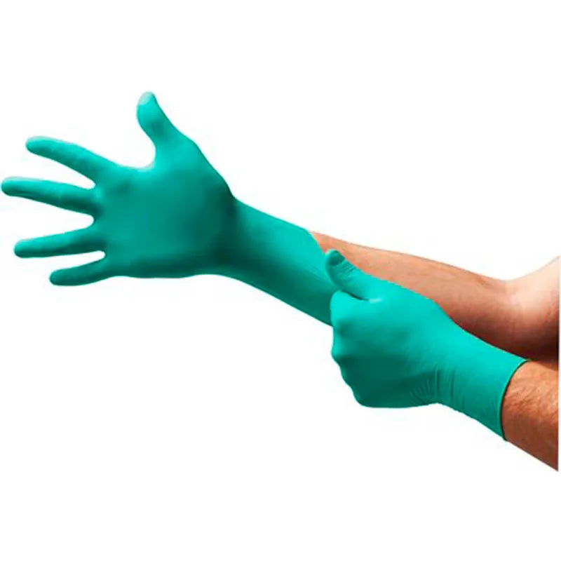 Ansell TouchNTuff 92-600 Teal Green Nitrile Gloves, Chemical Splash Protection, Smooth Surface, 100/Pack — static-dissipative, silicone-free