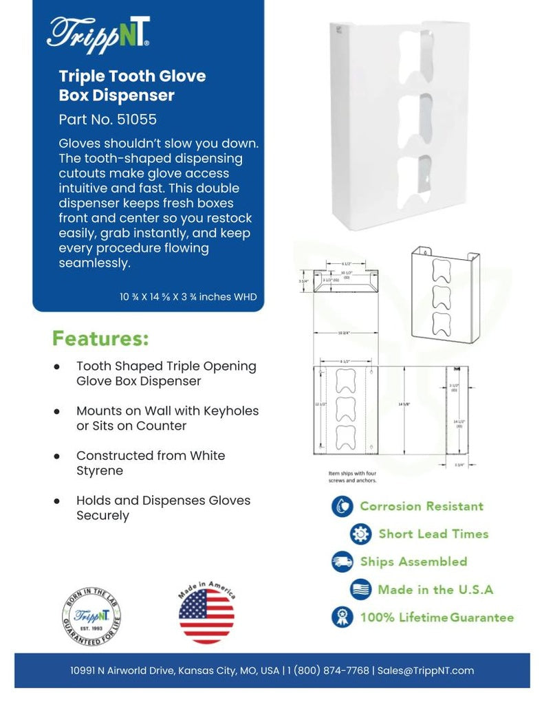 TrippNT 51055 Triple Tooth Glove Box Dispenser - Clinical Lab Entry Lifestyle Shot