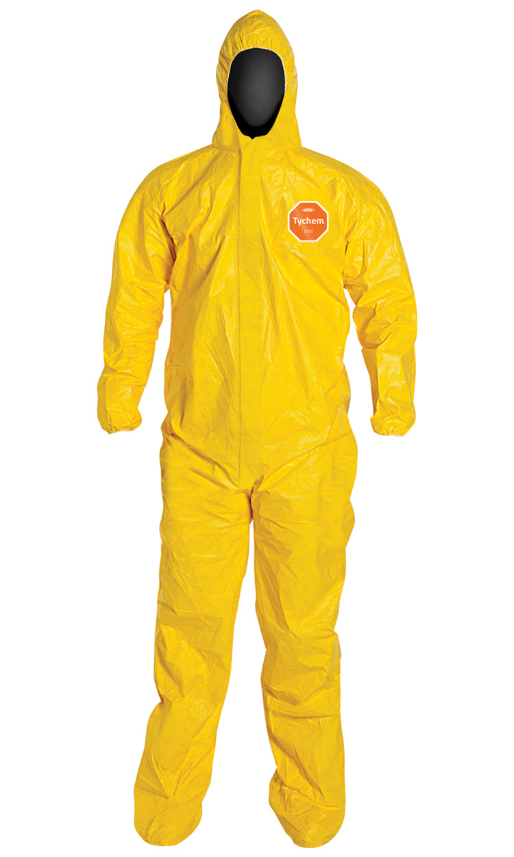 DuPont™ Tychem® 2000 QC122S-YL Hooded Coverall with Attached Socks — Case of 12