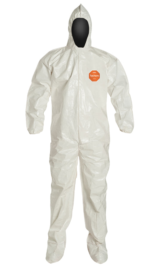 DuPont™ Tychem® 4000 SL122B-WH Hooded Coverall with Attached Socks — Case of 12
