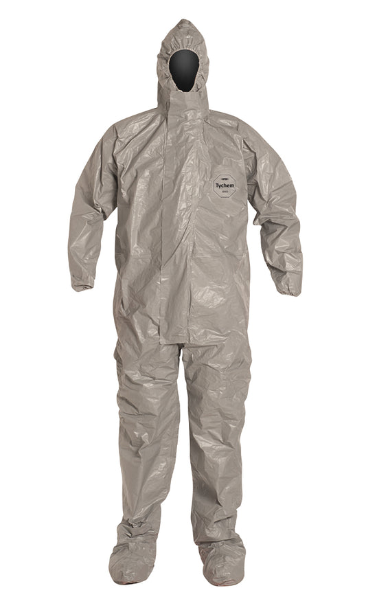 DuPont™ Tychem® 6000 TF169T-GY Hooded Coverall with Attached Socks — Case of 6