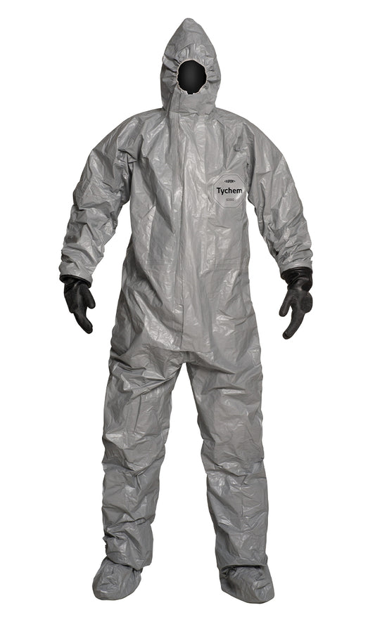 DuPont™ Tychem® 6000 TF199T-GY Hooded Coverall with Attached Socks and Gloves — Case of 6