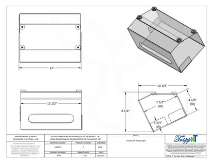 TrippNT 54000 — installation detail showing correct under-shelf orientation and magnet engagement