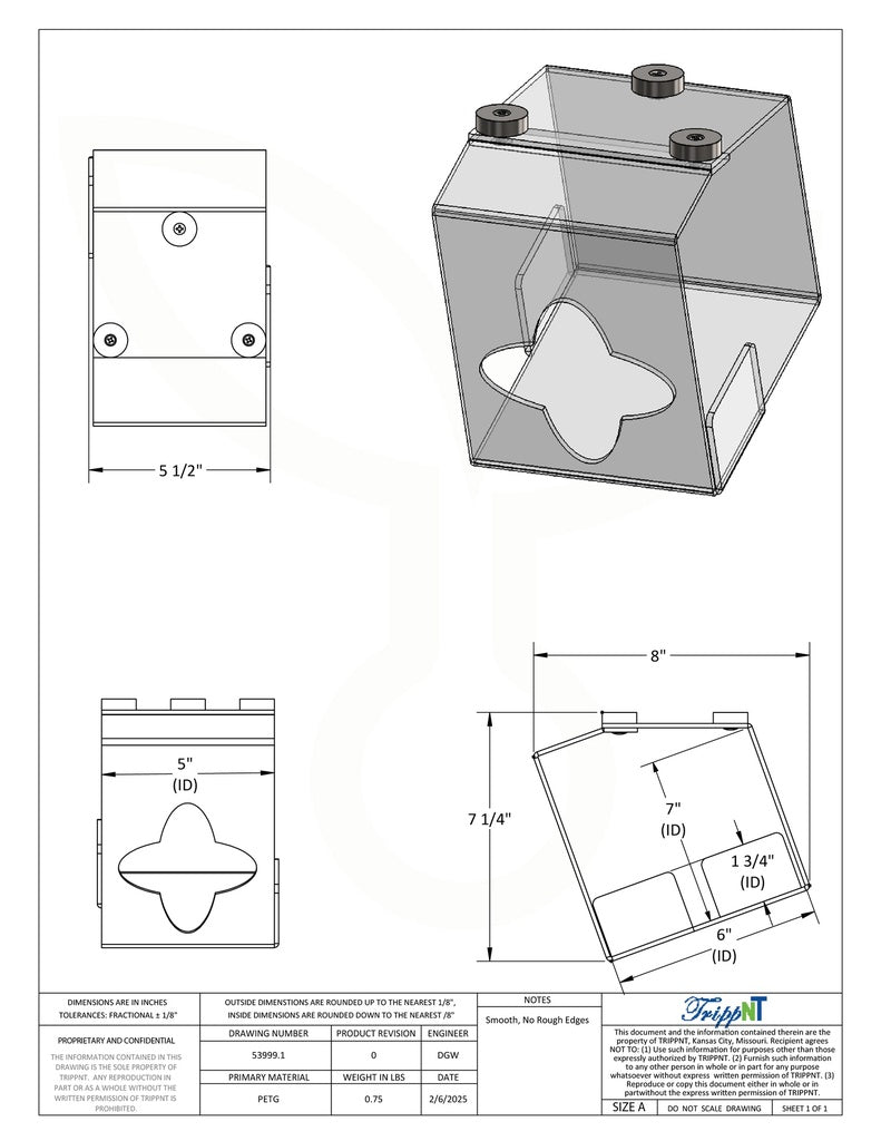 TrippNT 53999 — installation view under metal instrument shelf at point of use