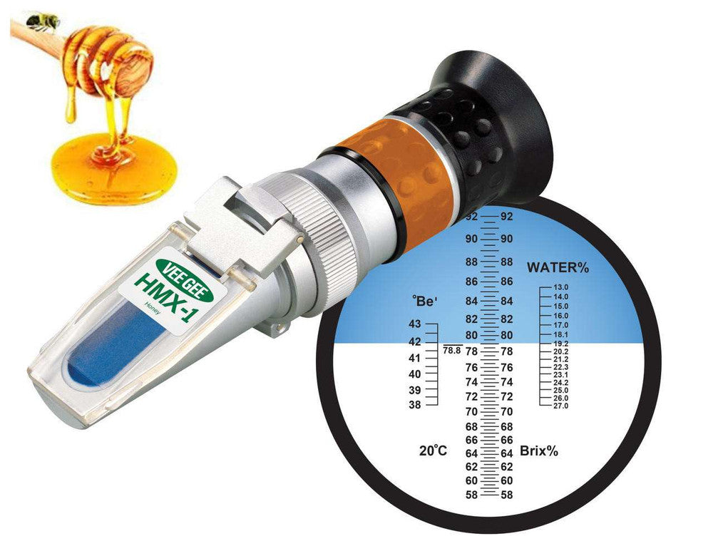 VEE GEE Specialty Handheld Refractometers 43000 Series — HMX-1 · 58–92% Brix / 13–27% Water / 38–43° Baumé · ATC, 43006