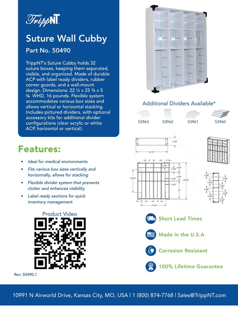 TrippNT 50490 Suture Cubby Mixed Divider Configuration Suture Boxes Stacked
