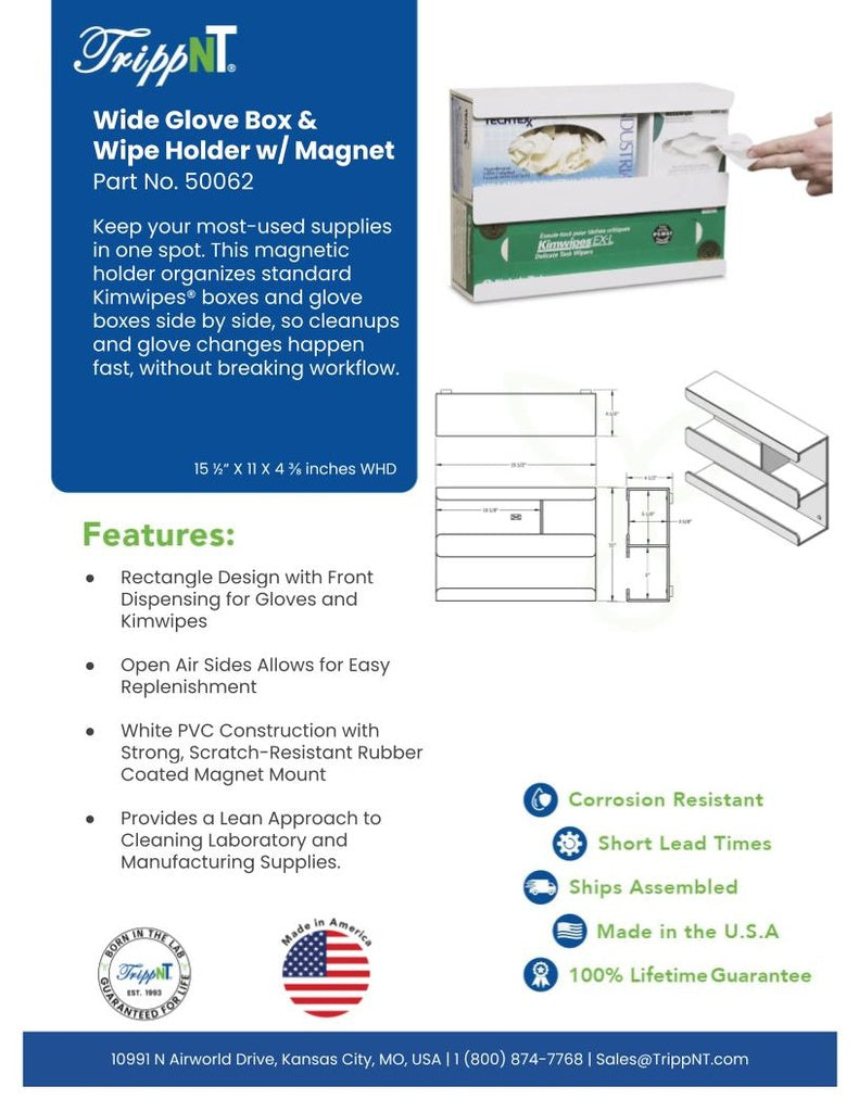 TrippNT 50062 Wide Glove and Kimwipe Holder - Lab Fume Hood Installation Lifestyle Shot